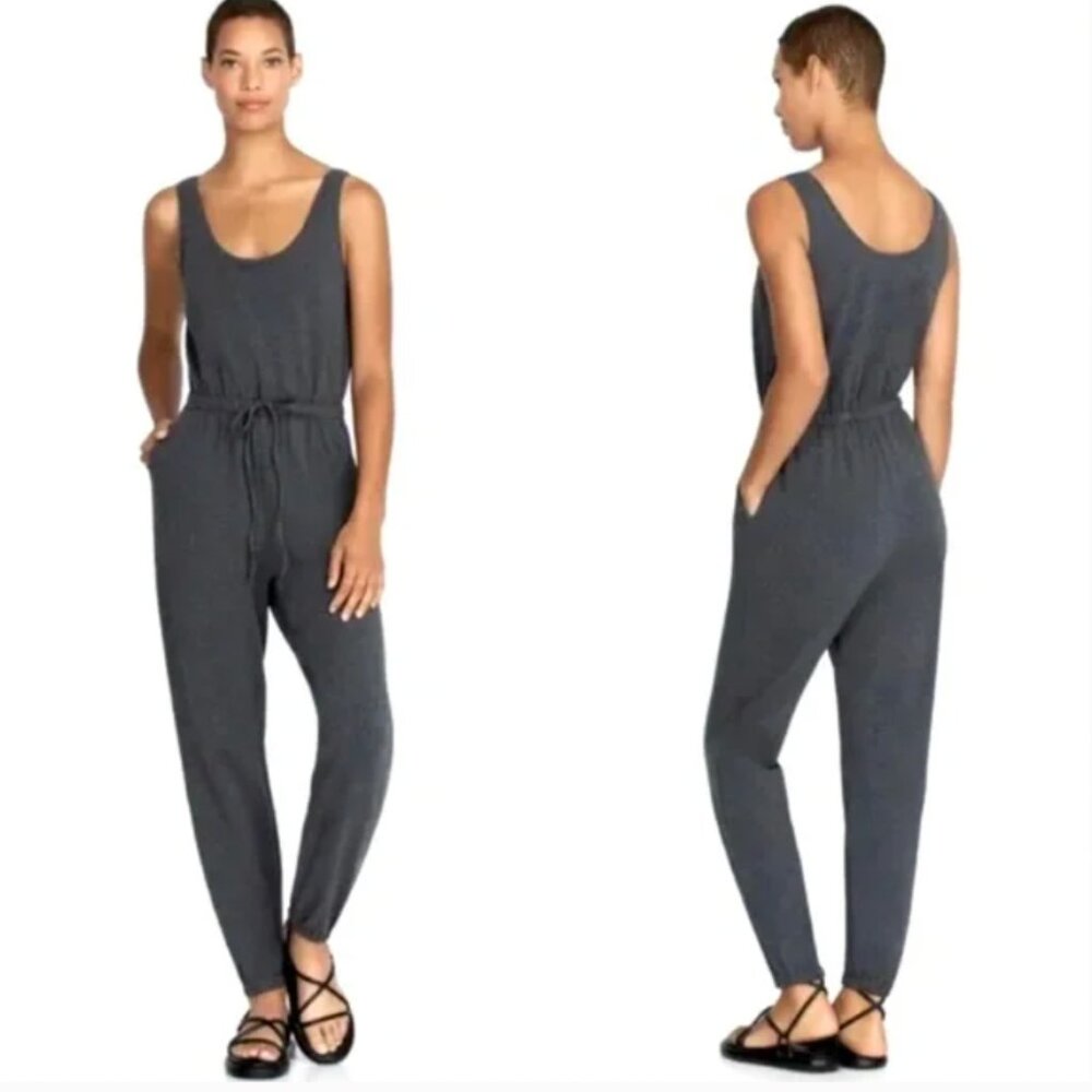 NWT Johnny Was Calme Drawstring Knit Grey Scoop Neck Jumper Jumpsuit X-Small